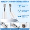 Light Socket Extender E26 E27 Metal Light Sockets Extension,180°Bendable Light Socket Adapter Screw Base Light Bulb Extension Socket, White (3)