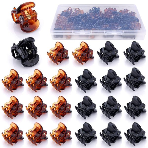 JANYUN 48 Pcs Small Mini Hair Claw Clips Hair Clamps for Women Girl's Hair (Black Brown)