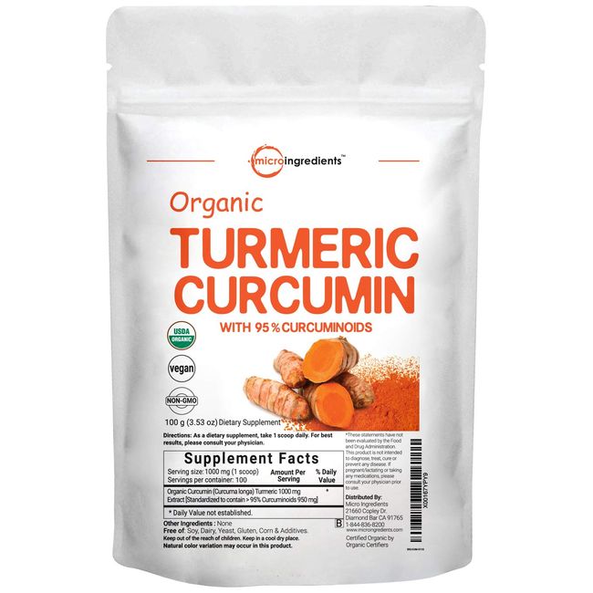 Turmeric Extract 95% Curcuminoids (Natural Turmeric Extract and Turmeric Supplements), 100 Grams, Rich in Antioxidants for Joint & Immune Support, No GMOs, Vegan Friendly, India Origin