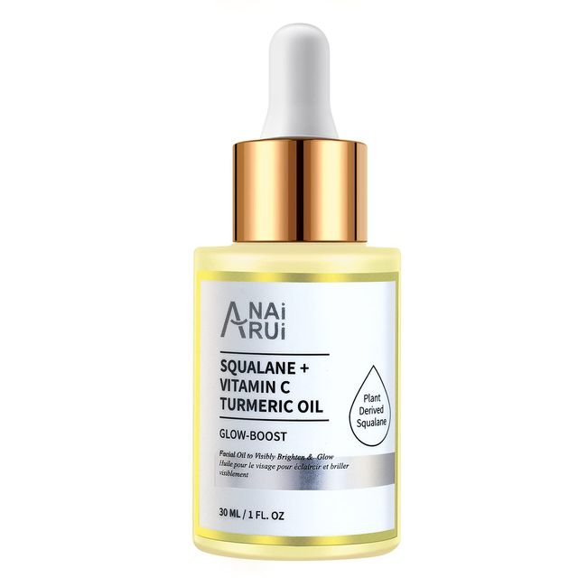 ANAiRUi Gesichts-Öl, Anti Aging Kurkuma Gesichtsöl mit Squalane und Vitamin C, Anti-Falten, Korrektur Dunkler Flecken, Haut aufhellen, Turmeric öl für Die Haut, Haare, 30ml