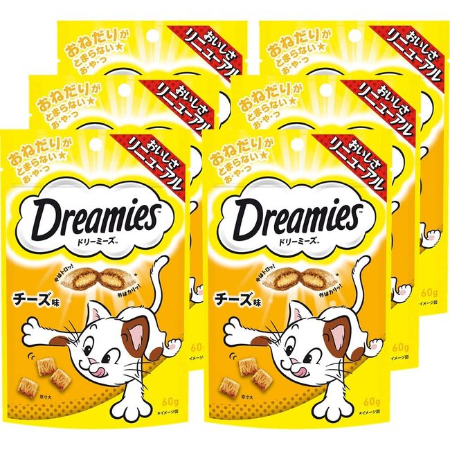 Dreamies Cat Treat, Cheese Flavor, 2.1 oz (60 g) x 6 (Bulk Purchase)