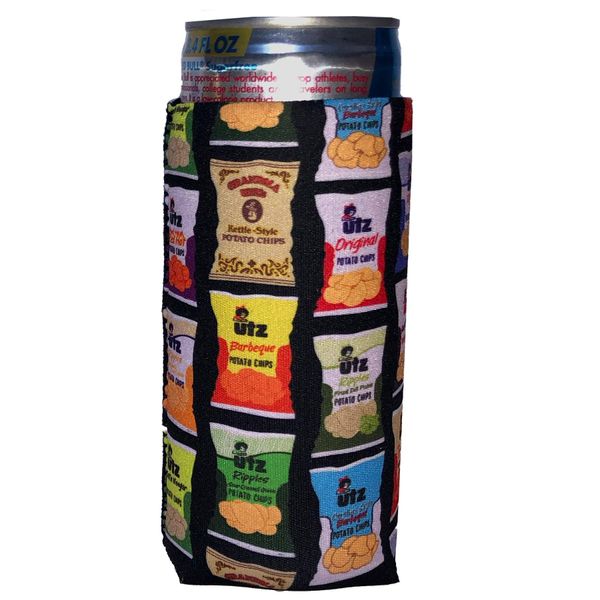 Utz Chip Bags Pattern / Slim Can Cooler - 10/$6 Each / Black