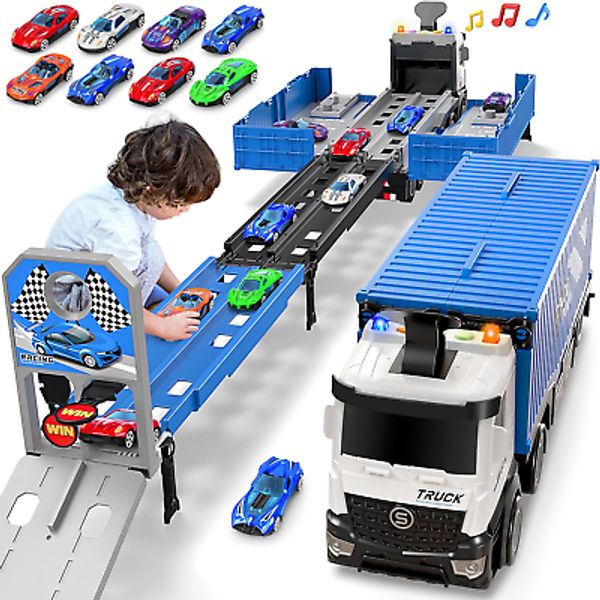 Carrier Truck Race Track for Kids Toddlers Toys Toy Playset Xmas Christmas Gifts