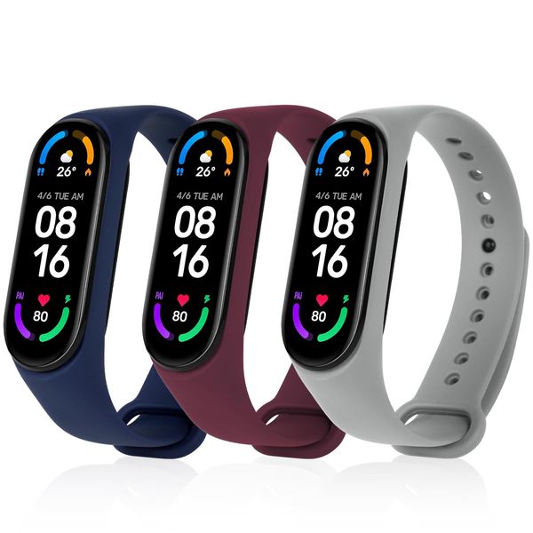 Ainiv Strap Replacement Compatible with Xiaomi Mi Band 7/Mi Band 6/Mi Band 5/Mi Band 4/Mi Band 3/Mi Band 8,1/2/3/6/20pcs Silicone/Knitted/Stainless Steel Replacement Watchband Adjustable Sports Strap