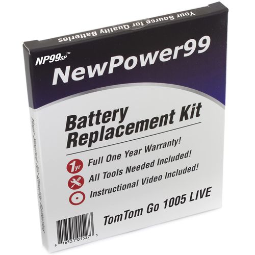 NewPower99 Battery Replacement Kit with Battery, Video Instructions and Tools for Tomtom Go 1005 Live
