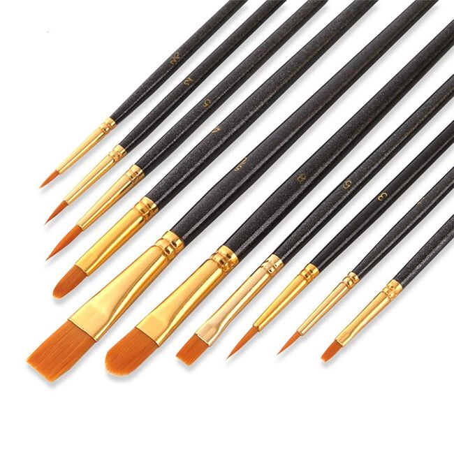 Paint Brushes Set of 10 Round UP Watercolor Brushes for Painting Brushes and Oil Paintings (Paint Brushes)