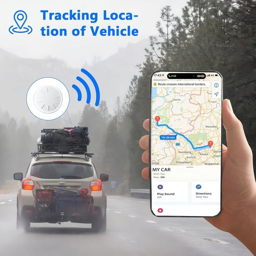 GPS Tracker for Vehicles Work with Apple Find My(iOS Only),Global Coverage Car Tracker with Magnetic Case,Hidden Car Locator No Monthly Fee No Subscription Required (White,1PCS)