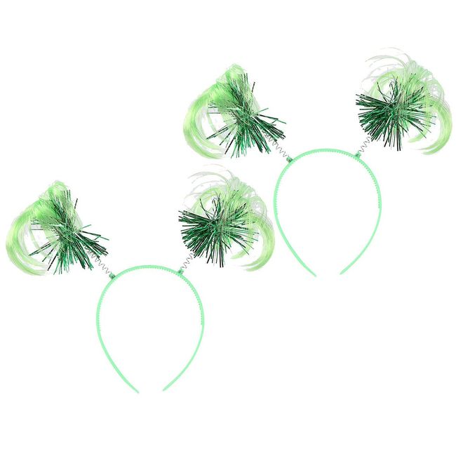 Fgnuay 2 Pack Green Ponytail Headband Feathers Head Bopper Party Accessory headband adult for Costume Party School Festivals