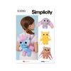 SIMPLICITY Sewing Pattern SS3090OS Animal Mini Backpacks OS (ONE Size)
