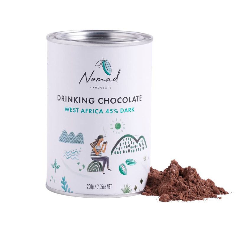 Nomad Chocolate - Hot Chocolate West Africa Cocoa 45% Dark, Plant-based, Vegan, Gluten-Free, GMO-...