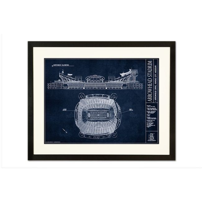 Arrowhead Stadium Blueprint Style Print (Unframed, 18" x 24")