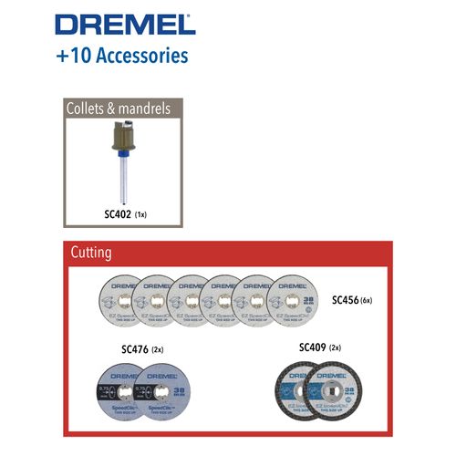 Dremel 690 EZ SpeedClic Cutting Wheels Set - Accessory Kit With 10 Rotary Tool Cutting Discs And Mandrel