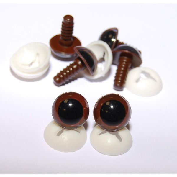 celloexpress Pack of 3 Pairs - Brown Eyes with Plastic Backs - 18mm - Safety Eyes for Soft Toy or Teddy Bear Making