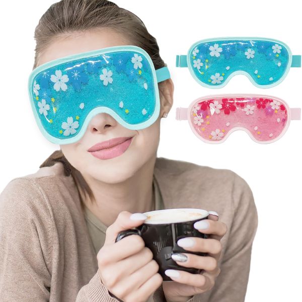 ZNÖCUETÖD Ice Eye Mask Gel Eye Mask Cooling 2 Packs Reusable Cold Eye Mask for Dark Circles and Puffiness, Cold Compress Eye Ice Pack with Soft Plush Backing for Dry Eyes, Migraine, Stress Relief