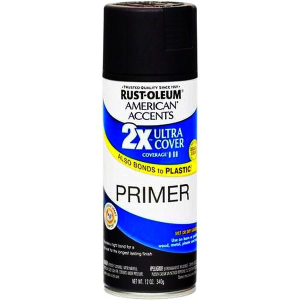 FLAT BLACK PRIMER Ultra Cover spraY Paint American Accents RUST-OLEUM 327911