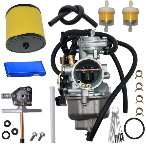 Lanigram TRX250 carburetor Fit for Honda TRX 250 Recon 250 TRX250TE TRX250TM 1997-2001 2002-2007 Carb With Air Filter and Fuel Tank Petcock Valve