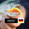 Trout Master Worm Flexible UV-Active Trout Bait with Garlic Flavour, Durable Rubber Bait, Fishing Accessories, Trout Bait, Rubber Fish, Perch Bait, Fishing (Gold Glitter)