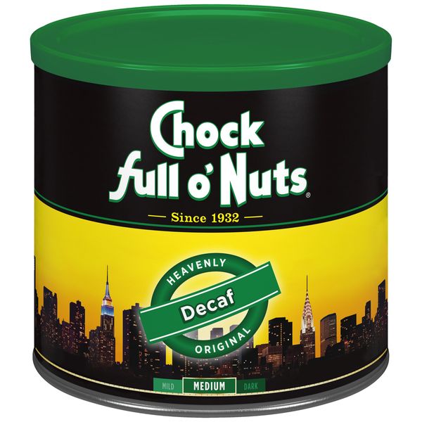 Chock full o’Nuts Decaf Original Roast, Medium Roast Decaf Ground Coffee – Gourmet Coffee Beans – Smooth, Full-Bodied and Rich Coffee (24 Oz. Can)