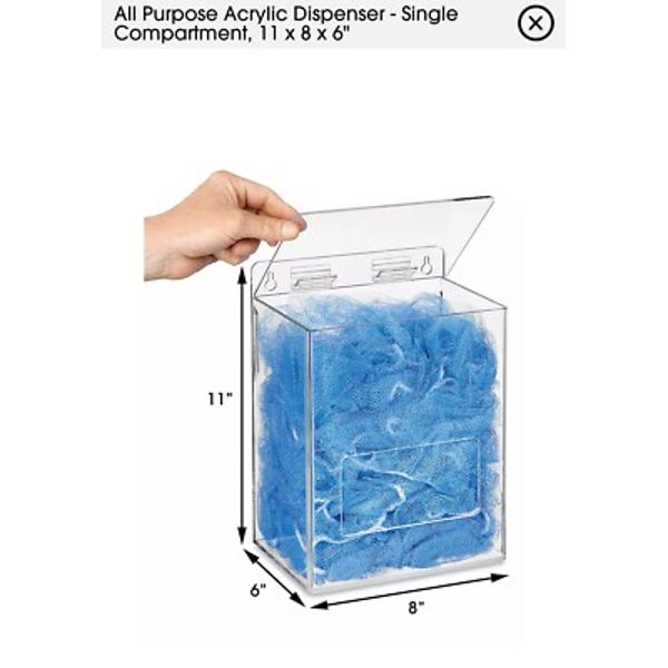 BOUFFANT HAIRNET Acrylic Dispenser  Single Compartment, 11 x 8 x 6" ULINE H-4164