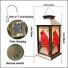 Solar Lantern Outdoor Waterproof LED Candle Light Cardinal Patio Decor