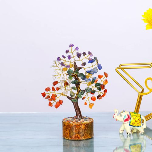 Crystals and Healing Stones Tree - Chakra Tree - Crystal Tree - Mini Chakra Stone Tree - Feng Shui Decor - Meditation Accessories - Chakra Decor - Money Tree - Spiritual Gifts