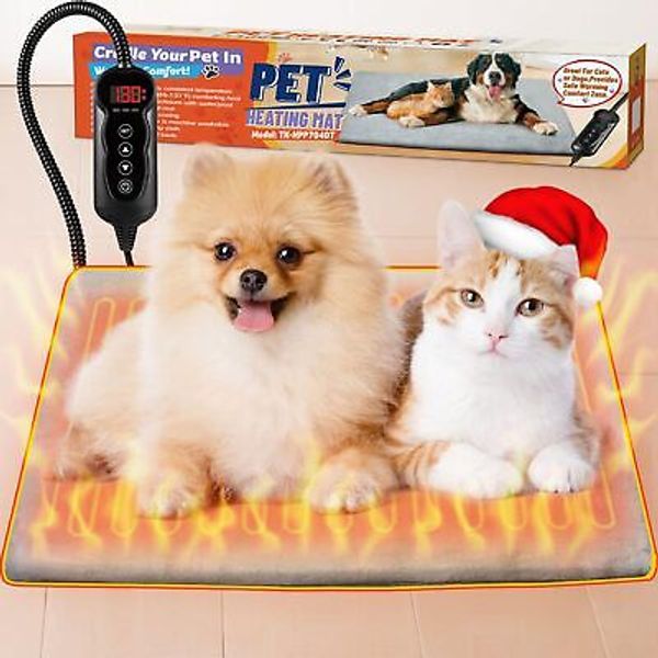 16''×28'' Pet Heating Pad for Dogs Smart Thermostat Switch 11 Adjustable