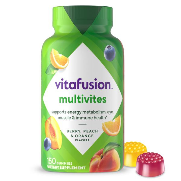 Vitafusion MultiVites Gummy Multivitamins for Adults with 12 Vitamins and Minerals, Berry, Peach and Orange Flavored, America’s Number 1 Gummy Vitamin Brand, 75 Day Supply, 150 Count