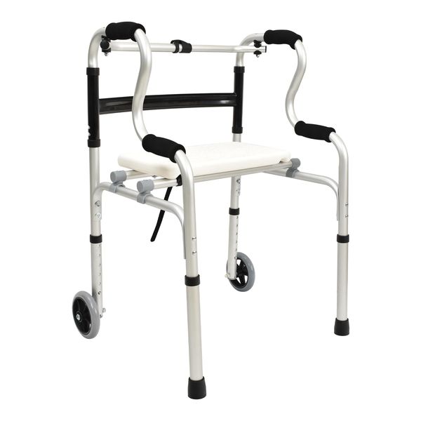 Sunpercy Folding Walker Nursing with Seat, Waterproof, 6 Adjustable Height Levels