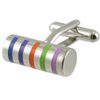 Cuff Links Rainbow Cufflinks~various pattern colour stripe cylinder Engraved Personalised Box