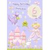 Kids Princess 6th Birthday Card