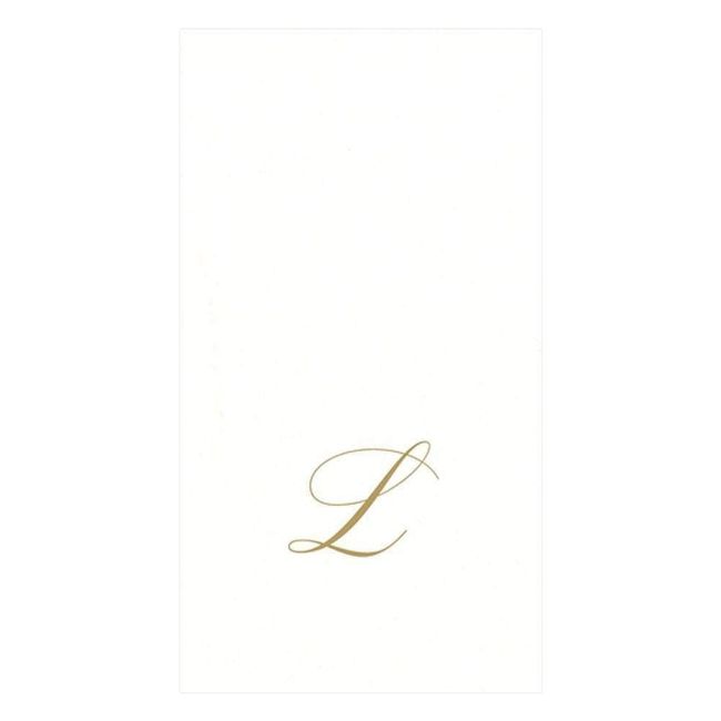 Caspari White Pearl Paper Linen Guest Towels, Monogram Initial Letter, Pack of 24