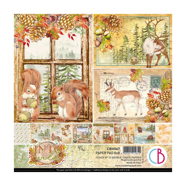 Ciao Bella Into The Wild Doppelseitiger Papierblock, 20,3 x 20,3 cm