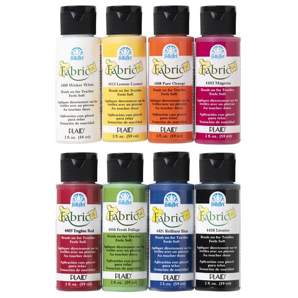 FolkArt Brush on Fabric Acrylic Paint Beginner Set (2-Ounce),