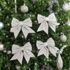 Melody Maison Set Of 4 Silver Glitter Bows