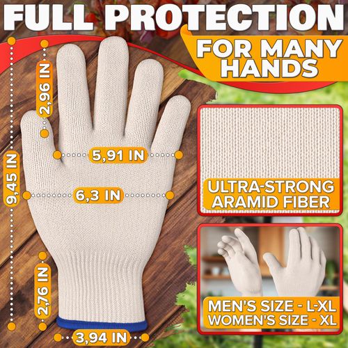 Heat Resistant Gloves for Grilling & Baking - Comfortable Aramid Oven Gloves with Fingers, Thick Knit Design up to 932°F - Ensures Hand Protection and Secure Grip for Handling Hot Pans and Dishes