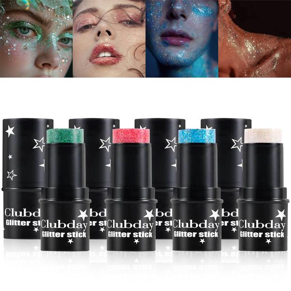 BeauFairy Body Glitter Stick, 4 Pezzi Gel Glitter per Il Corpo, Brillantini Make Up Glitterato con Lustrini, per Viso, Unghie, Occhi, Labbra, Capelli, Corpo, Chunky Glitter Gel per Festival, #036