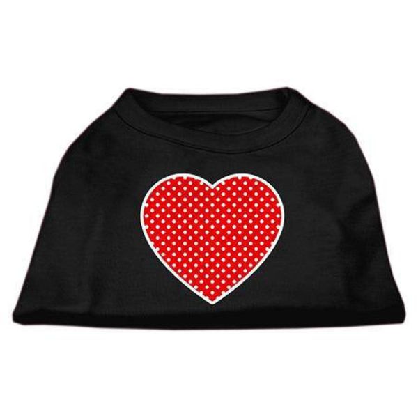 Mirage Pet Products Red Swiss Dot Heart Screen Print Shirt, X-Small, White