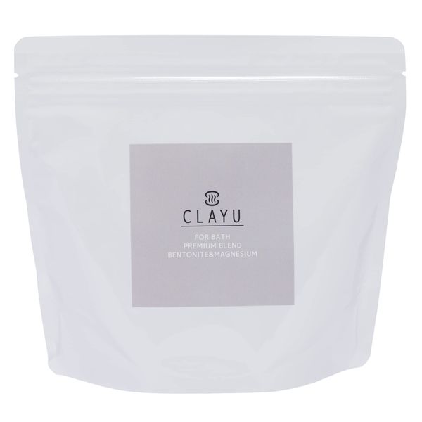 CLAYU Clay and Epsom Salt, Bath Cosmetics, 17.6 oz (500 g), 10 Servings, Milky White, Bath Salt, Gift, Additive-Free, Unscented