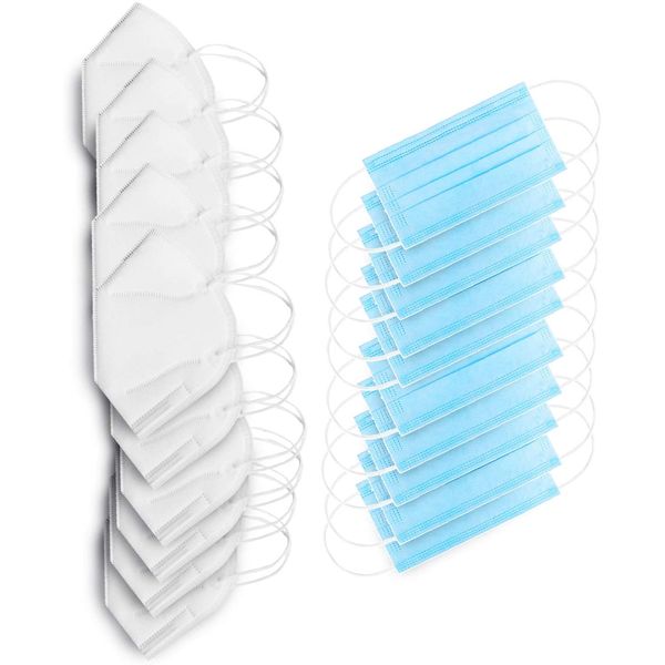 Earloop Disposable Mask Bundle - 5 ply & 3 Ply - 10 of Each - 10 of each