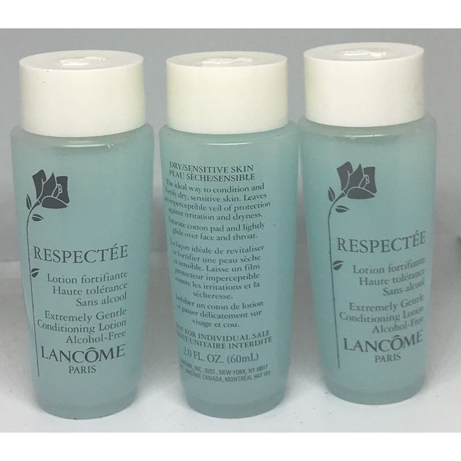 Lot of 3 Lancome Respectee Gentle Conditioning Lotion Alcohol Free 2 fl oz /60ml