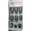 IMPRESS NAILS PRESS ON SHORT  - GRAY WITH MARBLE AND GOLD FOILING