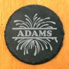 Let Freedom Ring: Personalized Fireworks Coasters with Split Monogram - Round Slate - set of 8