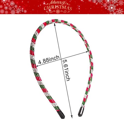 Xepeelo Gem Headbands Christmas Hairbands Red Green White Diamonds Hair Hoop Xmas Rhinestone Head Bands Headwear Christmas Hair Decoration for Winter Party Cloth Match (01)