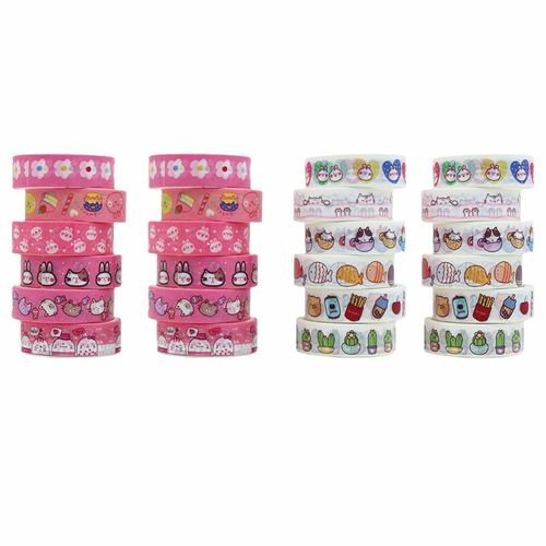 FIBOUND 24 Rolls Decorative Masking Tape for Pets, Decorative Paper Tape with Kawaii Animal Pattern for Art, DIY Crafts, Diaries, Planners, Scrapbooking, Packaging