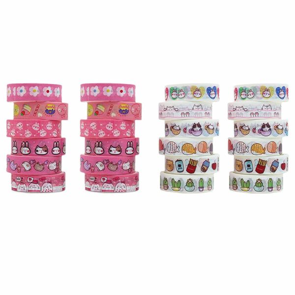 FIBOUND 24 Rollen Dekoratives Masking Tape für Haustiere, Dekoratives Papierband mit Kawaii-Tiermuster, für Kunst, DIY-Handwerk, Tagebücher, Planer, Scrapbooking, Verpackungen