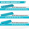 DURATECH 6PC Magnetic Socket Organizer Set 1/4" 3/8" 1/2" Socket Tray SAE Metric