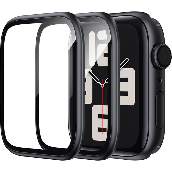 WSKEN for Apple Watch Screen Protector 40mm Series SE2/SE/6/5/4, Titanium Alloy Frame + 9H Tempered Glass, [Keep Original] [Touch Sensitive] Lightweight Protective Glass for iwatch 40mm 2 Pack