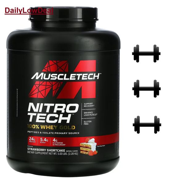 MuscleTech, Nitro Tech 100% Whey Gold, Strawberry Shortcake, 5.03 lbs
