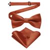 JEMYGINS Rust Pre-tied Bow Tie and Pocket Square with Cufflinks Sets for Men (Rust)