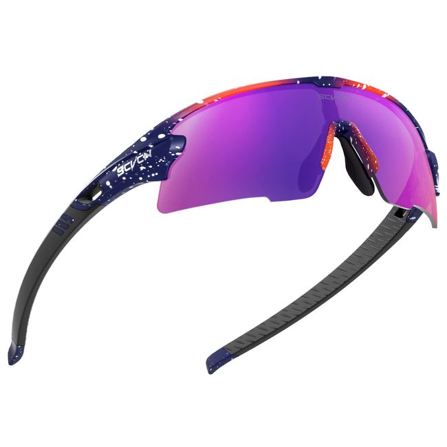 SCVCN Radfahrerbrille Polarisierte Sport Sonnenbrille mit 3 Austauschbaren Gläsern für Männer Frauen Laufen Golf Wandern Volleyball Tennis Autofahren Angeln Softball Bergsteigen 25